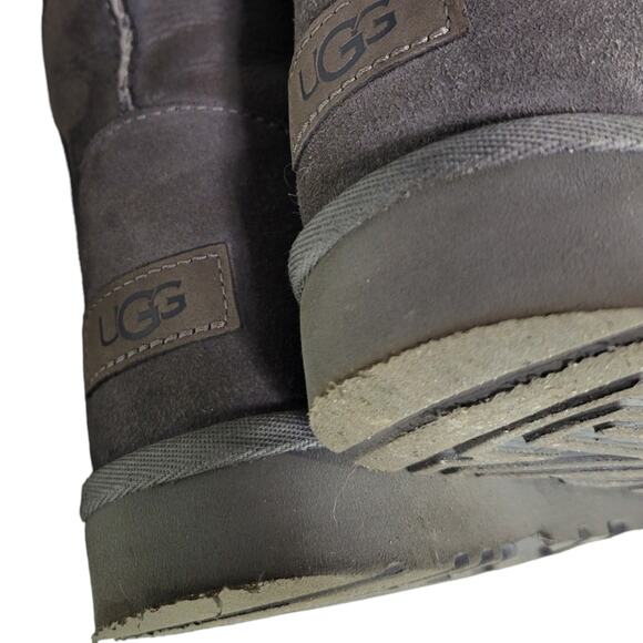 UGG Classic Tall Boots II Grey Suede Shearling Sheepskin Fur Flat Comfort Size 8 - Picture 11 of 12